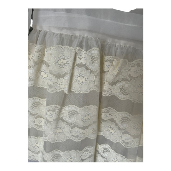 VTG First Holy Communion Dress Cream Lace 3 Piece 80s 90s Dress Slip Scarf READ - Picture 8 of 16